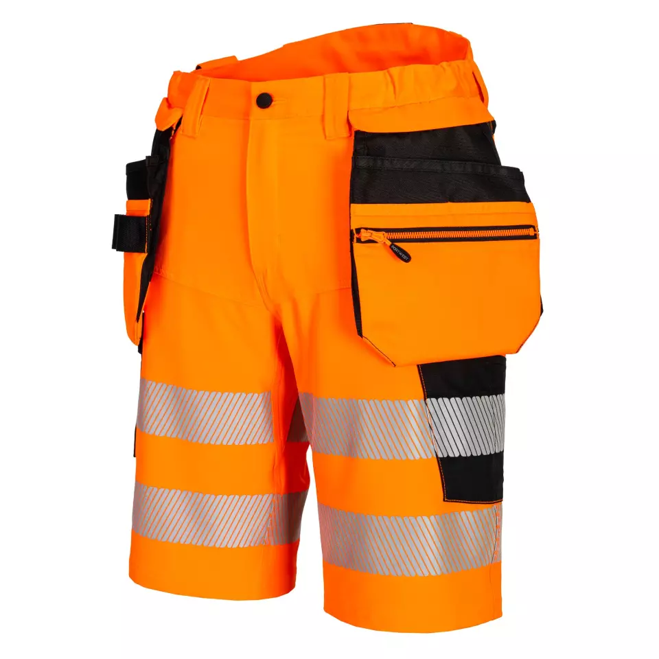 Portwest DX446OBR, DX4 Hi-Vis Holster Pocket Shorts, Orange/Black, image 4, gallery thumbnail