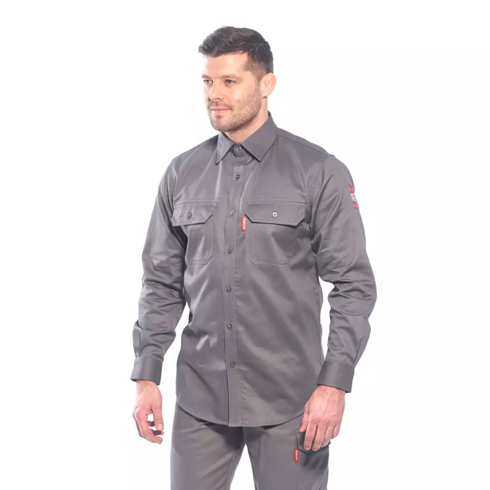 Portwest FR89GRR, Bizflame 88/12 FR Work Shirt, Grey, image 3, gallery thumbnail