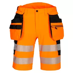 Portwest DX446OBR, DX4 Hi-Vis Holster Pocket Shorts, Orange/Black