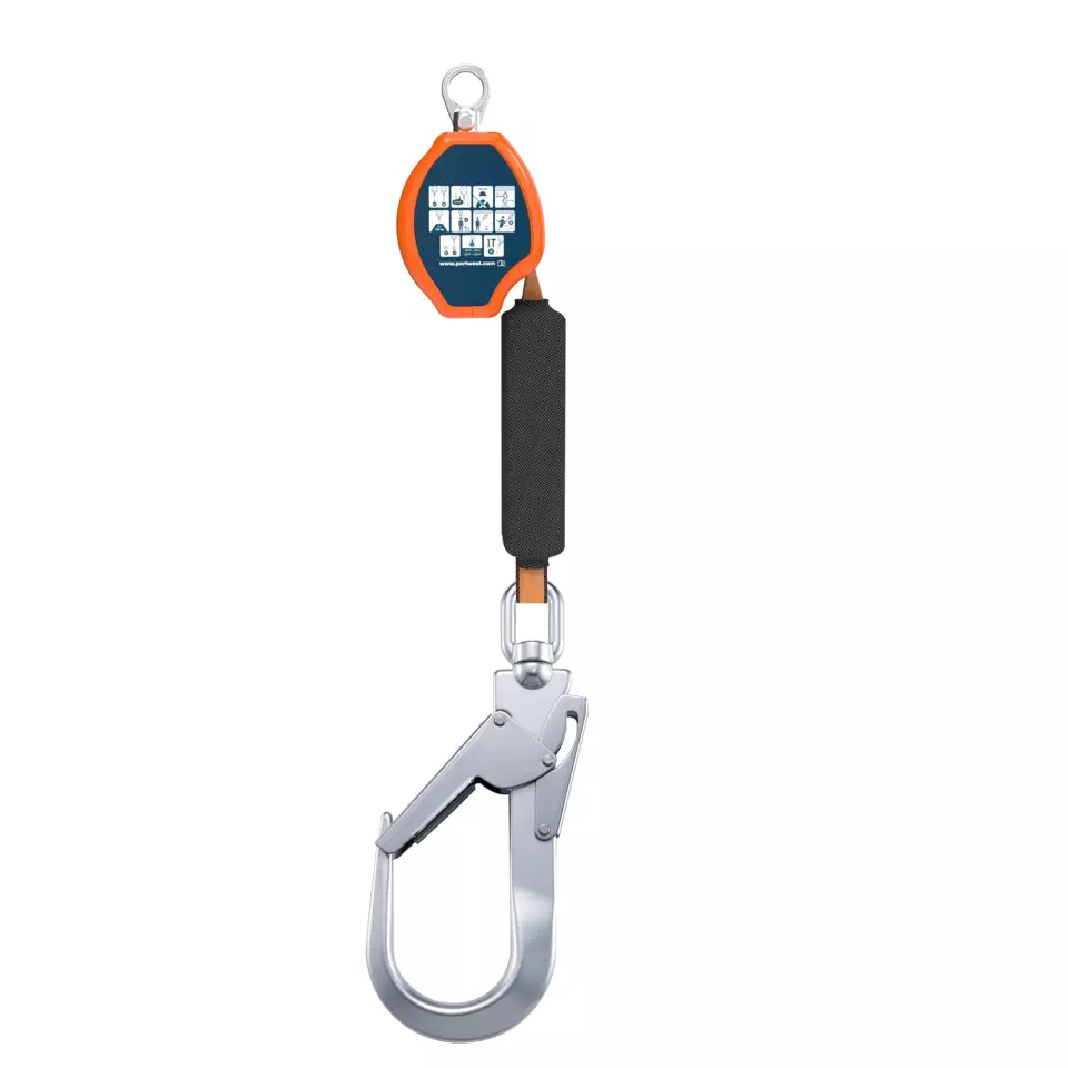 Portwest FP80O8R, 2m Self Retract Lifeline 140kg, Orange/Black, image 2, gallery thumbnail