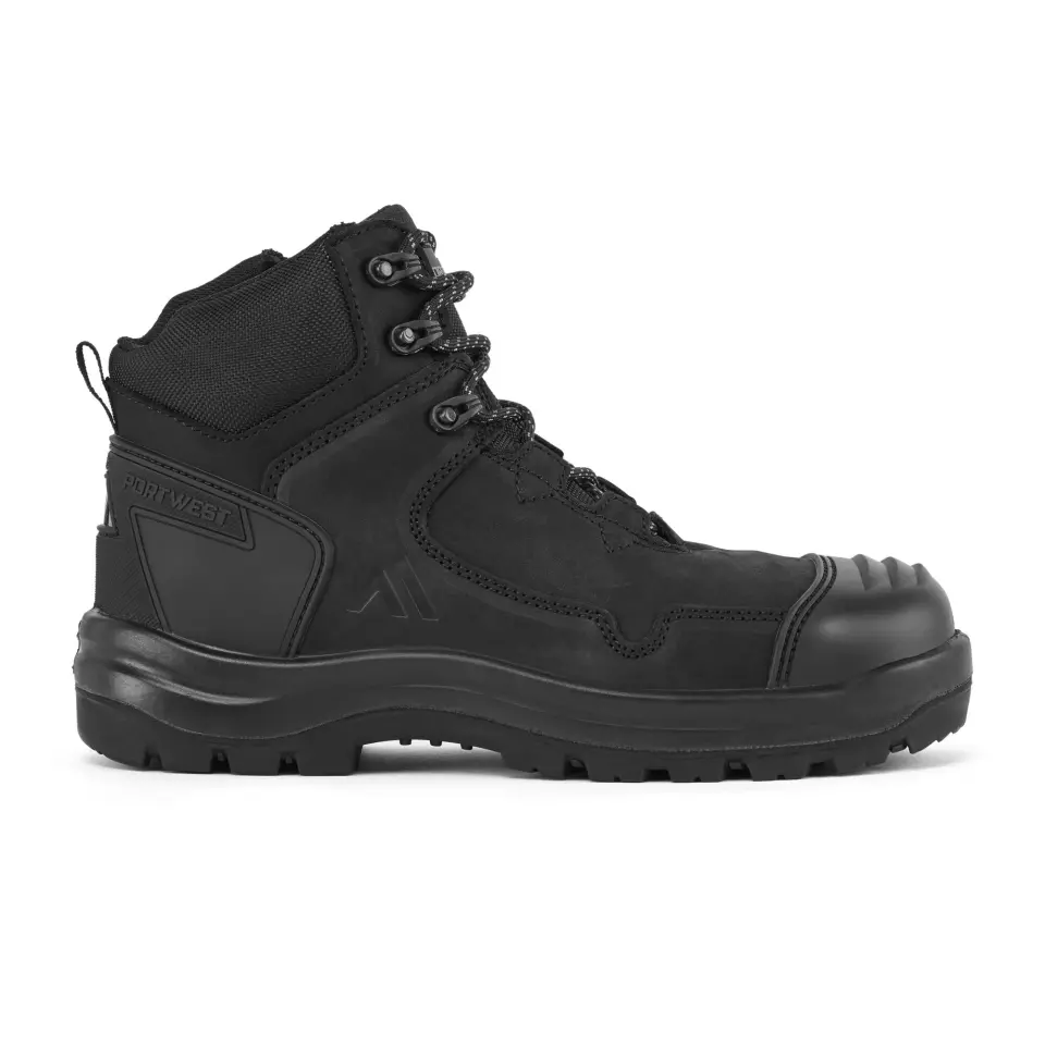 Portwest FD04BKR, Composite Nubuck Leather Mid Boot S3S HRO SR FO SC LG, Black, image 1, gallery thumbnail