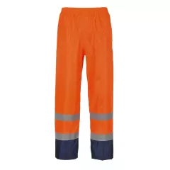 Portwest H444ONR, Varsel kontrast regnbyxor, orange/marinblå
