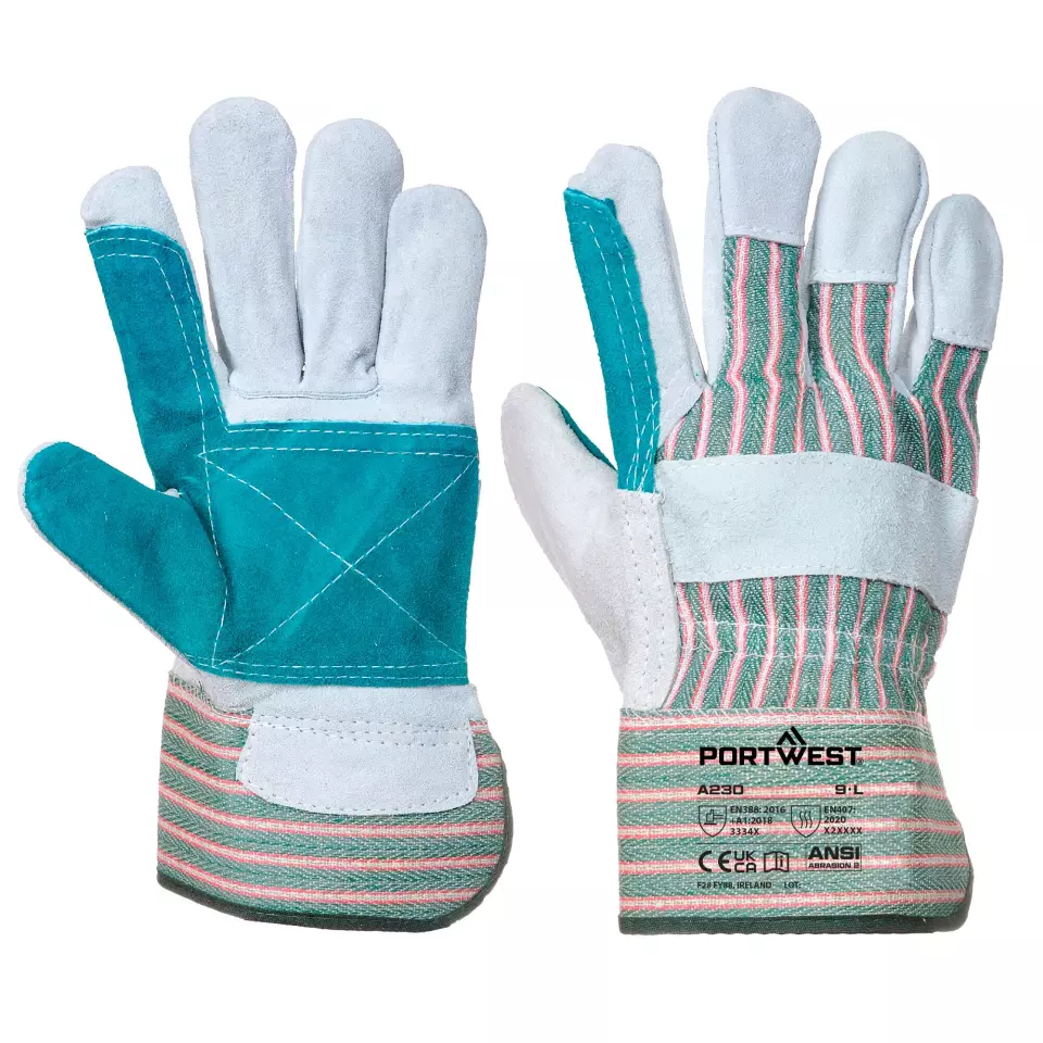 Portwest A230GRR, Double Palm Rigger Glove, Grey, image 3, gallery thumbnail