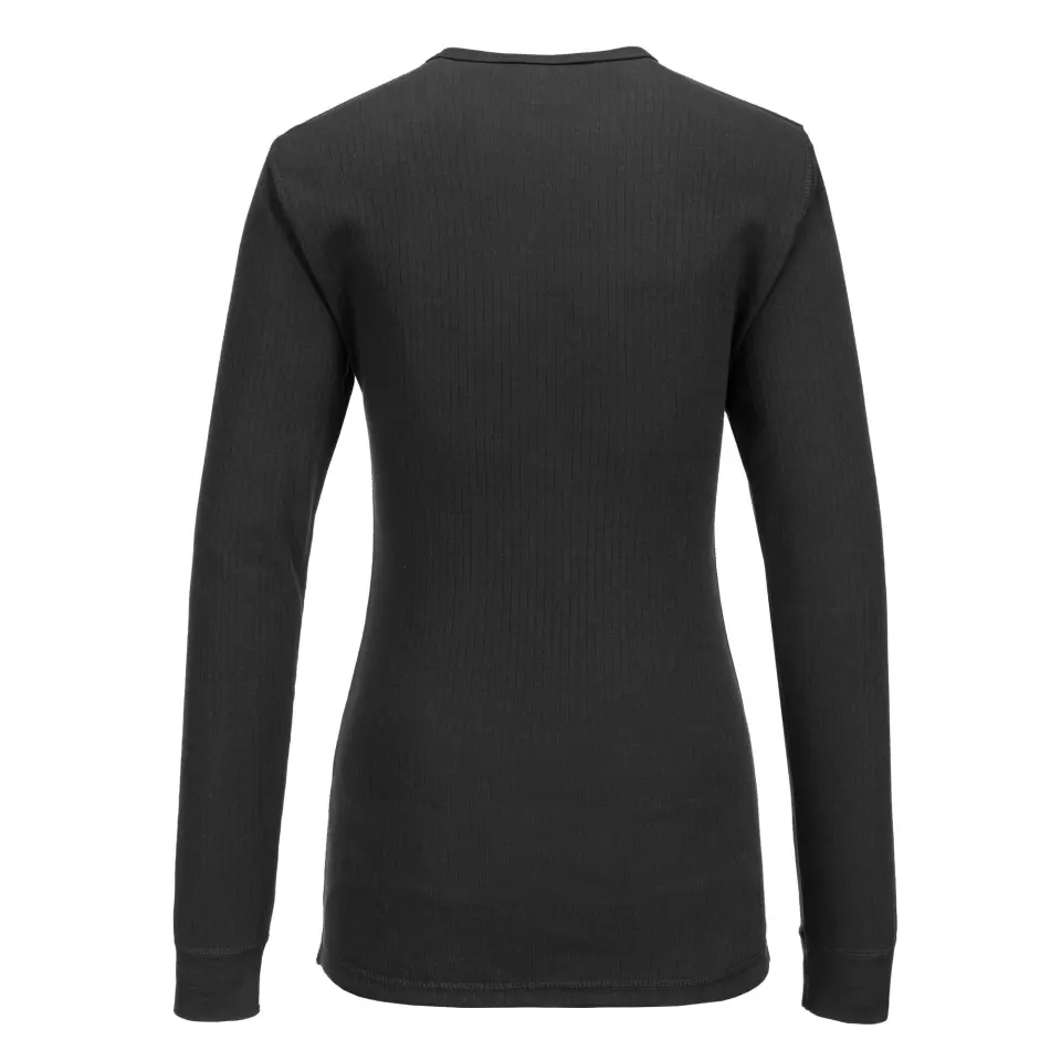 Portwest B126BKR, Women's Thermal T-Shirt Long Sleeve, Black, image 2, gallery thumbnail