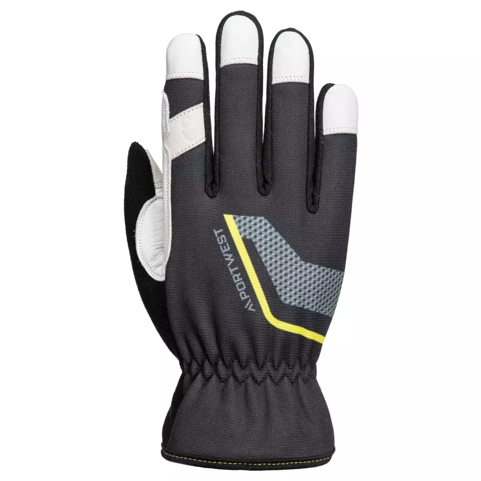 Portwest A775BKR, Stretch Utility Leather Glove, Black, image 1, gallery thumbnail