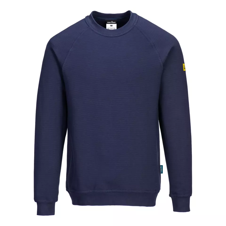 Portwest AS24NAR, Anti-Static ESD Sweatshirt, Navy, image 1, gallery thumbnail