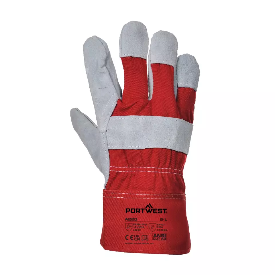 Portwest A220RER, Premium Chrom-Rigger Handschuh, Rot, image 1, gallery thumbnail