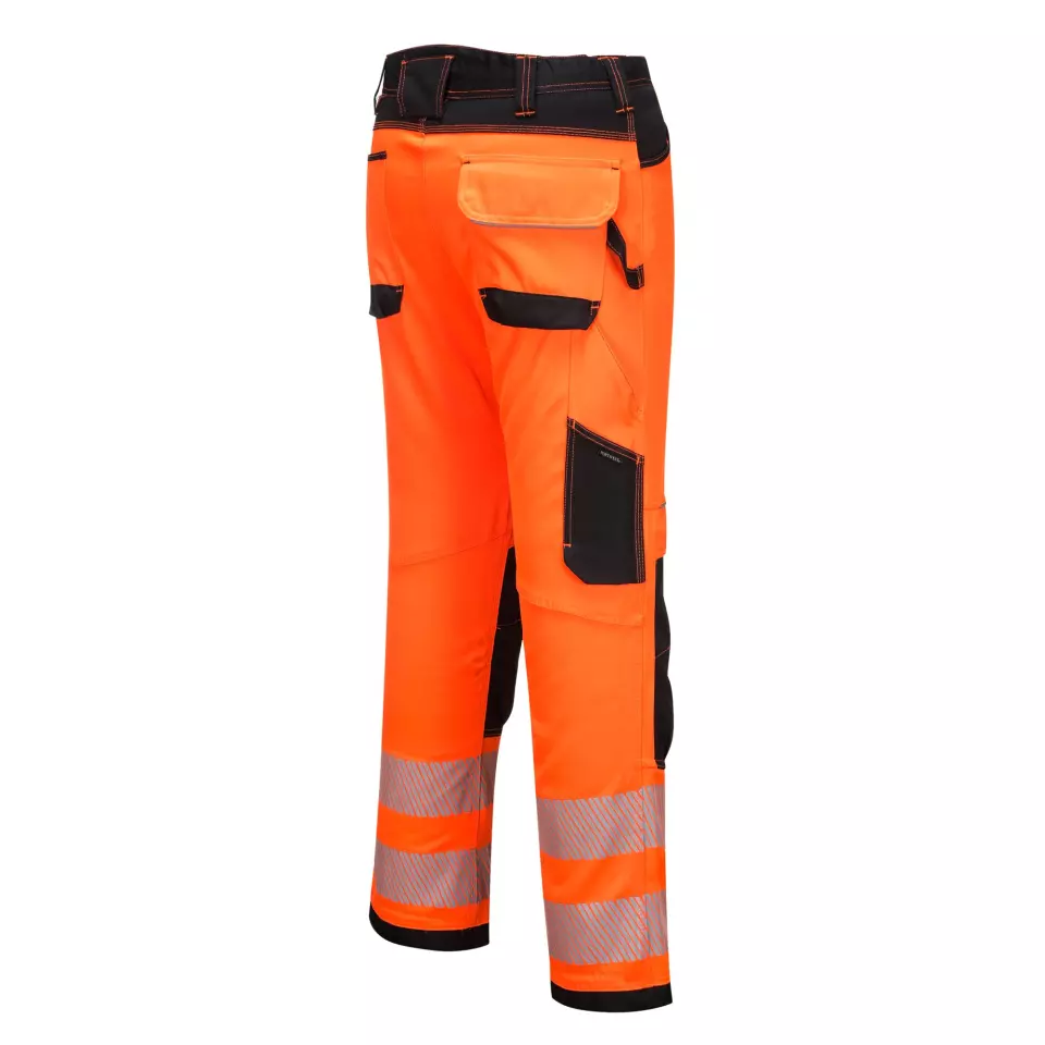 Portwest PW340OBR, PW3 Hi-Vis Work Trousers, Orange/Black, image 3, gallery thumbnail