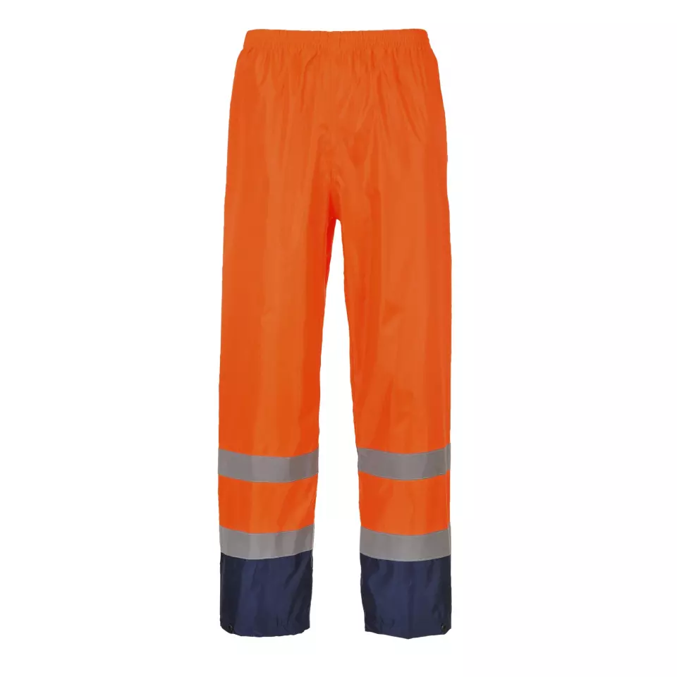 Portwest H444ONR, Varsel kontrast regnbyxor, orange/marinblå, image 1, gallery thumbnail