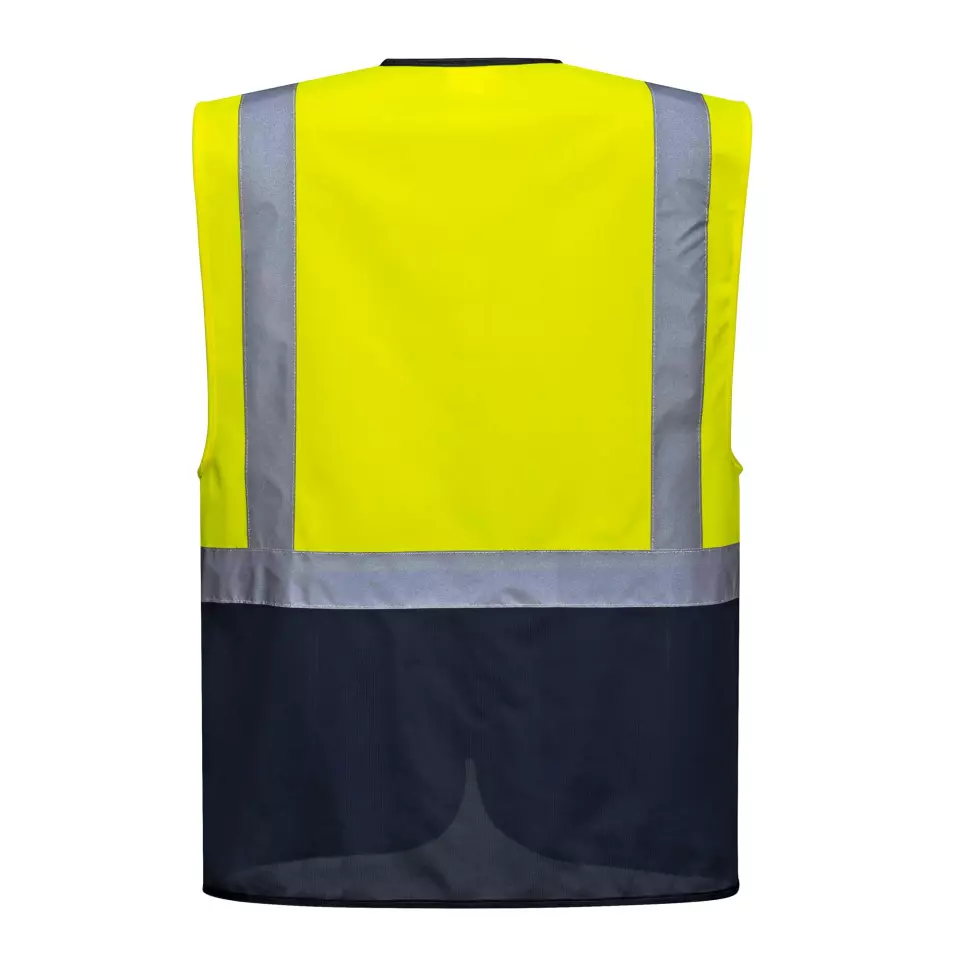 Portwest C476YNR, Warsaw Hi-Vis Contrast Executive Vest, Yellow/Navy, image 2, gallery thumbnail