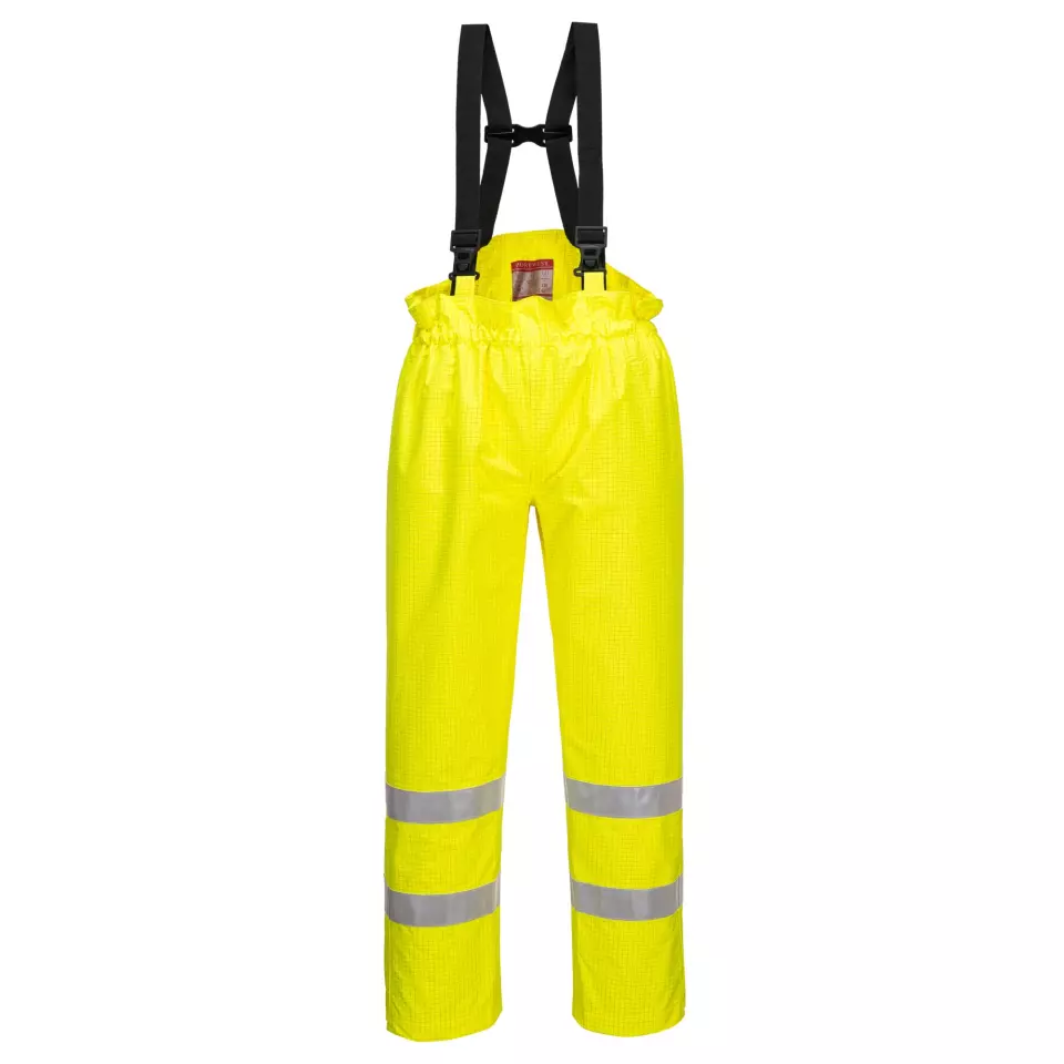 Portwest S780YER, Bizflame Rain Unlined Hi-Vis Antistatic FR Trousers, Yellow, image 1, gallery thumbnail