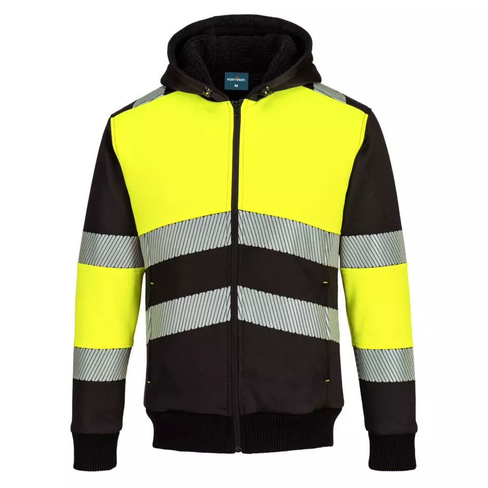 Portwest PW377YBR, PW3 Zipped Class 1 Winter Hoodie, Yellow/Black, image 1, gallery thumbnail