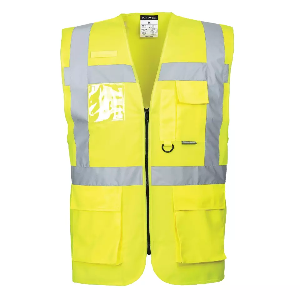 Portwest S476YER, Berlin Hi-Vis Executive Vest, Yellow, image 4, gallery thumbnail