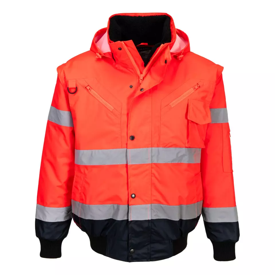 Portwest C465RNR, Warnschutz 3-in-1-Kontrast-Bomberjacke, Rot/Marine, image 1, gallery thumbnail