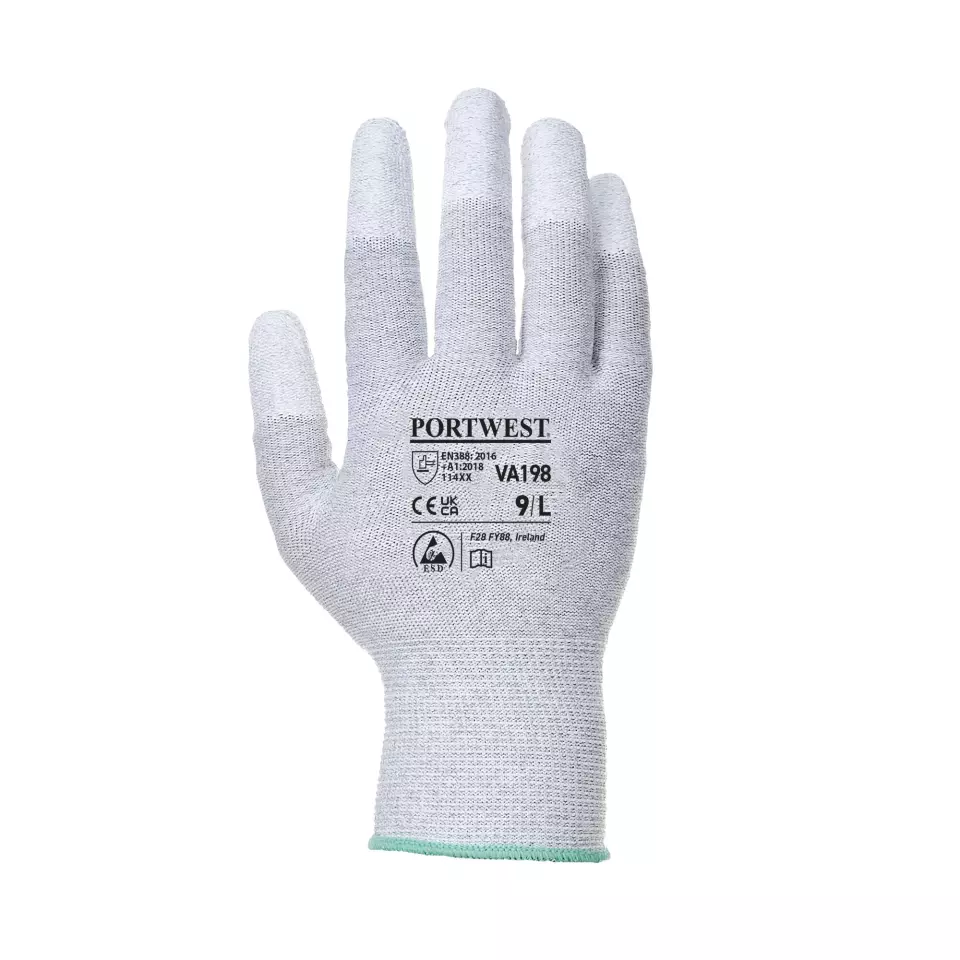 Portwest VA198G7R, Vending Antistatic PU Fingertip Glove, Grey, image 2, gallery thumbnail