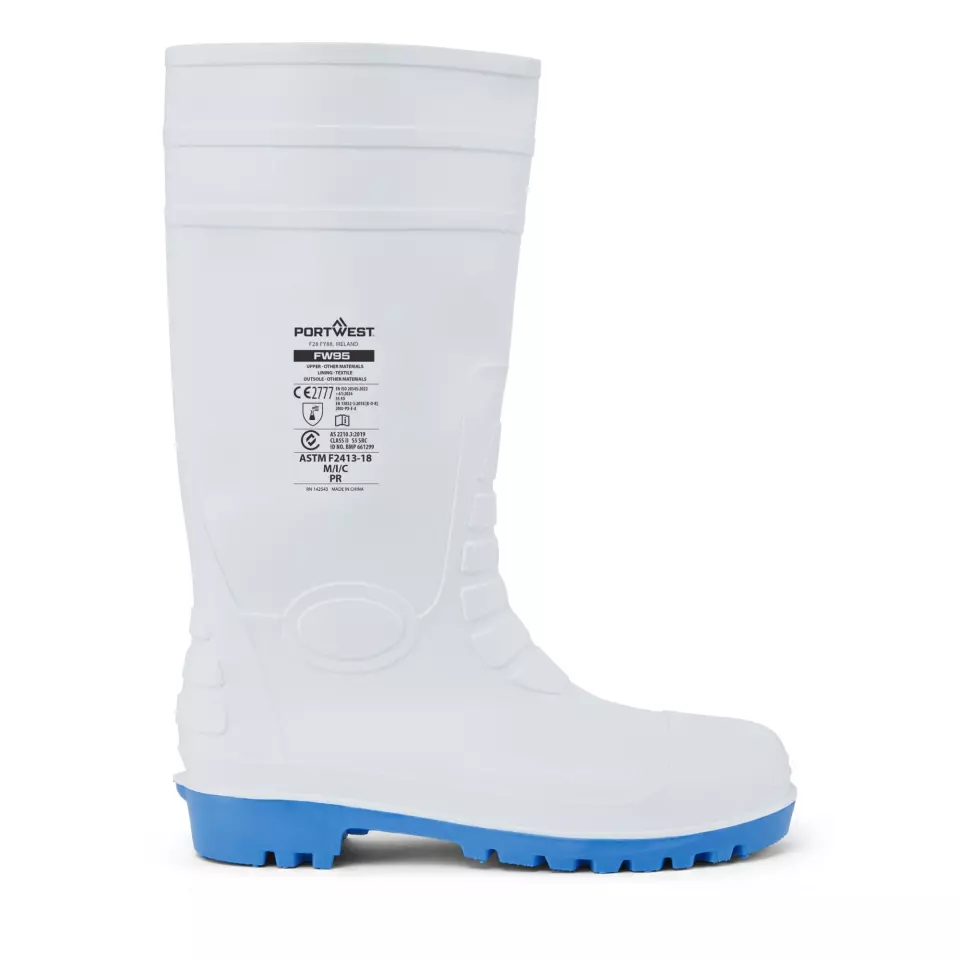Portwest FW95WHR, Wellington Steel PVC S5 FO, White, image 1, gallery thumbnail