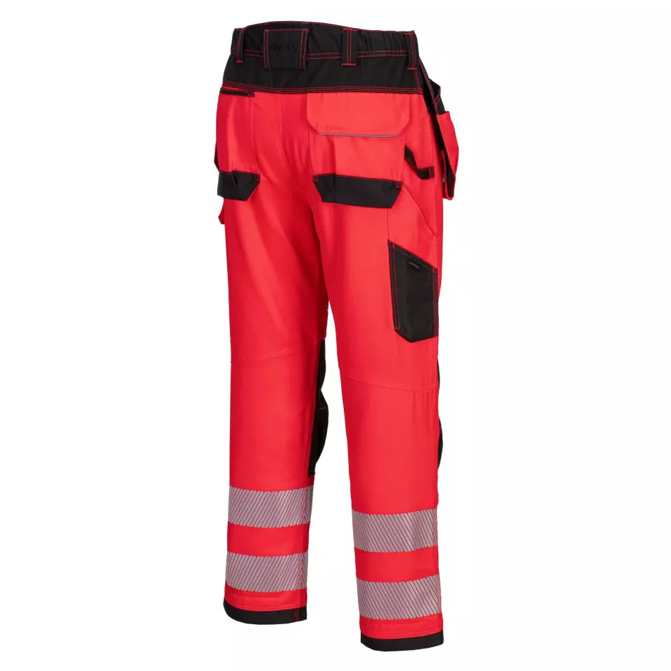 Portwest T501RBK, PW3 Hi-Vis Holster Pocket Work Trousers, Red/Black, image 4, gallery thumbnail