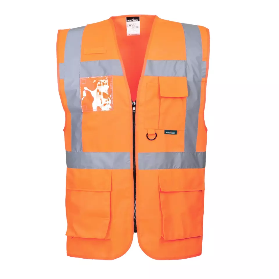 Portwest S476ORR, Berlin Hi-Vis Executive Vest, Orange, image 1, gallery thumbnail