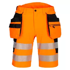 Portwest DX446OBR, DX4 Warnschutz-Shorts mit Holstertaschen, Orange/Schwarz
