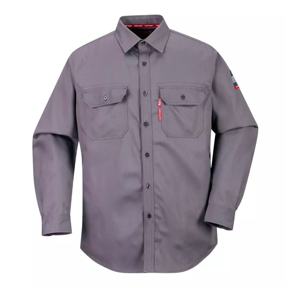 Portwest FR89GRR, Bizflame 88/12 FR Work Shirt, Grey, image 1, gallery thumbnail
