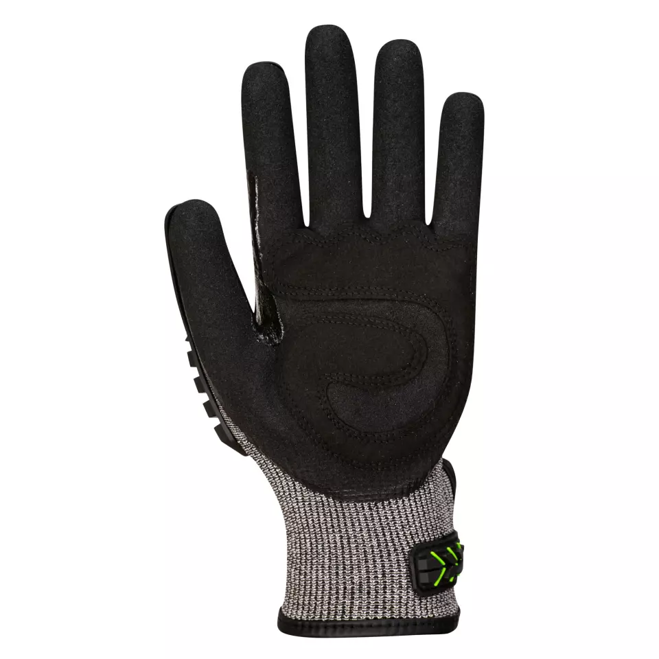 Portwest A755K3R, VHR15 Nitrile Foam Impact Glove, Black/Green, image 2, gallery thumbnail