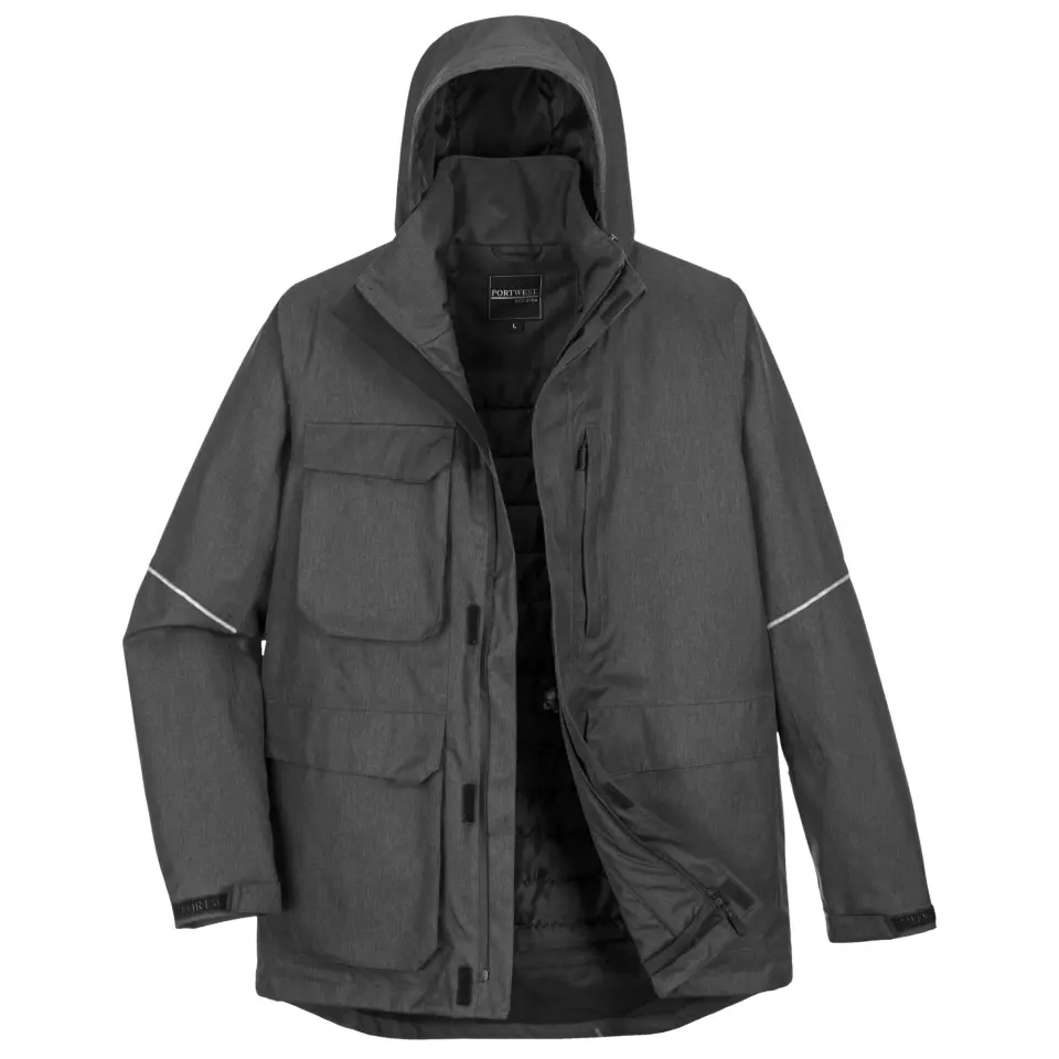 Portwest KX360GMR, KX3 Winter-Parka, Grau Meliert, image 5, gallery thumbnail