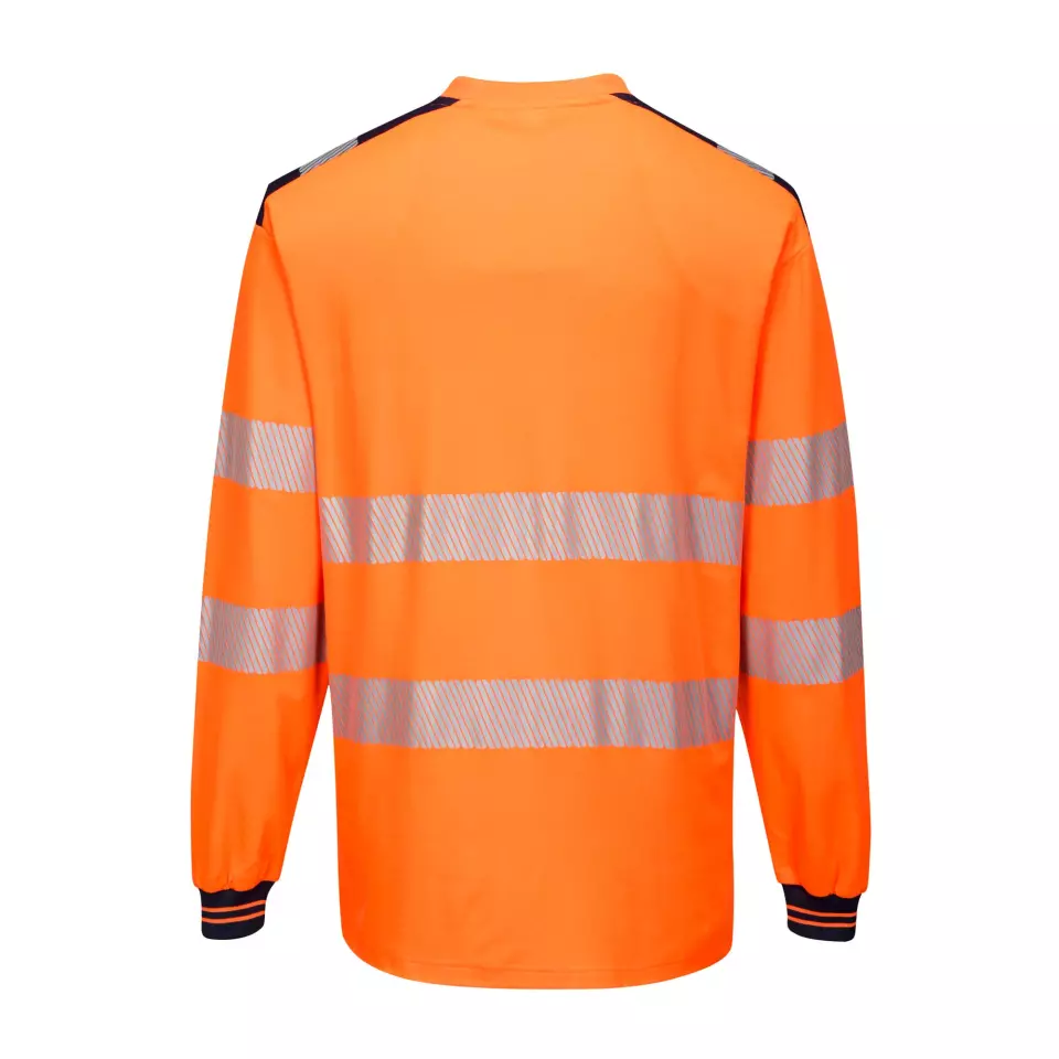 Portwest T185OBR, PW3 Hi-Vis Cotton Comfort T-Shirt L/S, Orange/Black, image 2, gallery thumbnail