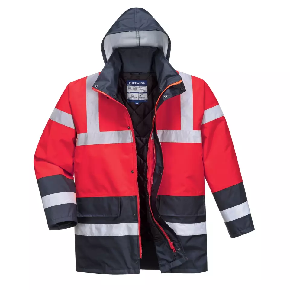 Portwest S466RNR, Warnschutz-Kontrast-Winterverkehrsjacke, Rot/Marine, image 1, gallery thumbnail