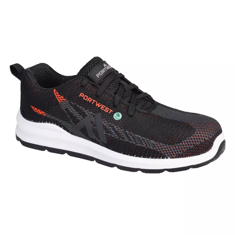Portwest FC06BKD, Eco Fly Composite Trainer S1PS SR FO, Black/Red, image 4, gallery thumbnail