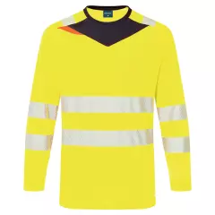 Portwest DX416YBR, DX4 Warnschutz T-Shirt Langarm, Gelb/Schwarz