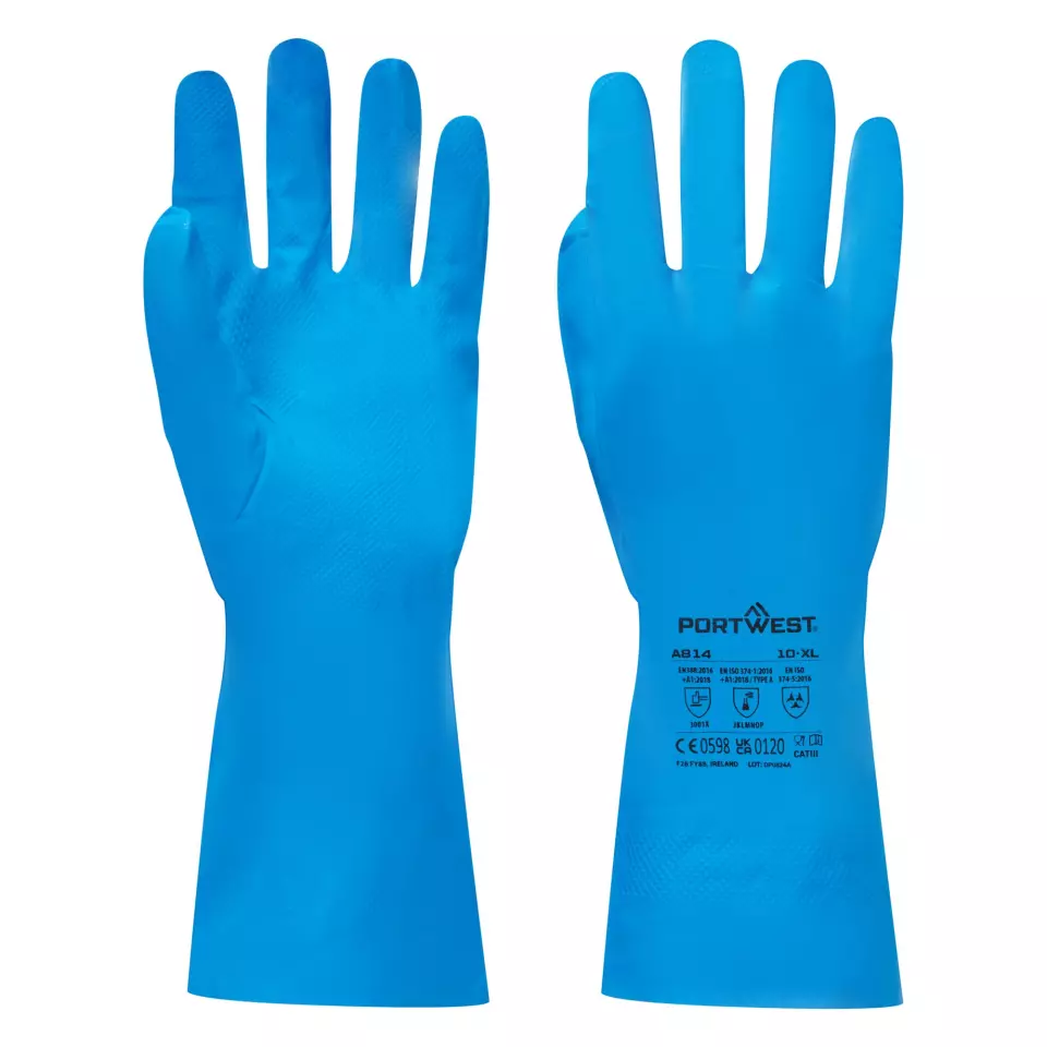 Portwest A814BLU, Lebensmittelgeeigneter Nitril-Stulpenhandschuh, Blau, image 2, gallery thumbnail