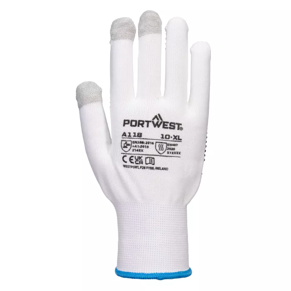 Portwest A118W7R, Grip 13 PVC-benoppter Touchscreen-Handschuh, Weiß/Grau, image 1, gallery thumbnail
