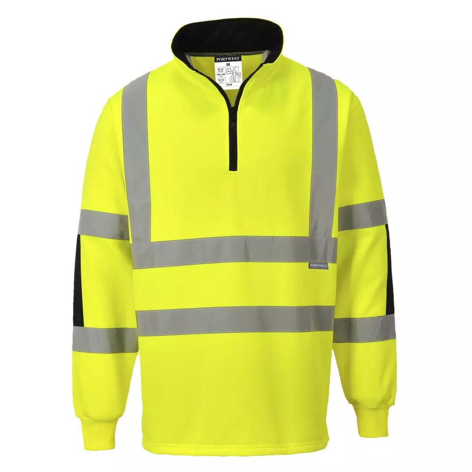 Portwest B308YER, Xenon Hi-Vis Rugby Shirt, Yellow, image 1, gallery thumbnail