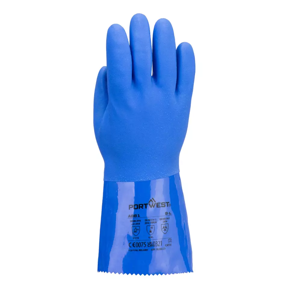 Portwest A881BLU, Marine Ultra PVC Chem Gauntlet, Blue, image 3, gallery thumbnail
