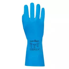 Portwest A814BLU, Lebensmittelgeeigneter Nitril-Stulpenhandschuh, Blau