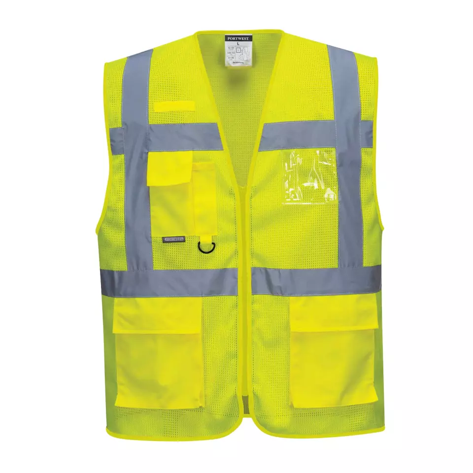 Portwest C376YER, Athens Warnschutz-Netz Management-Weste, Gelb, image 1, gallery thumbnail