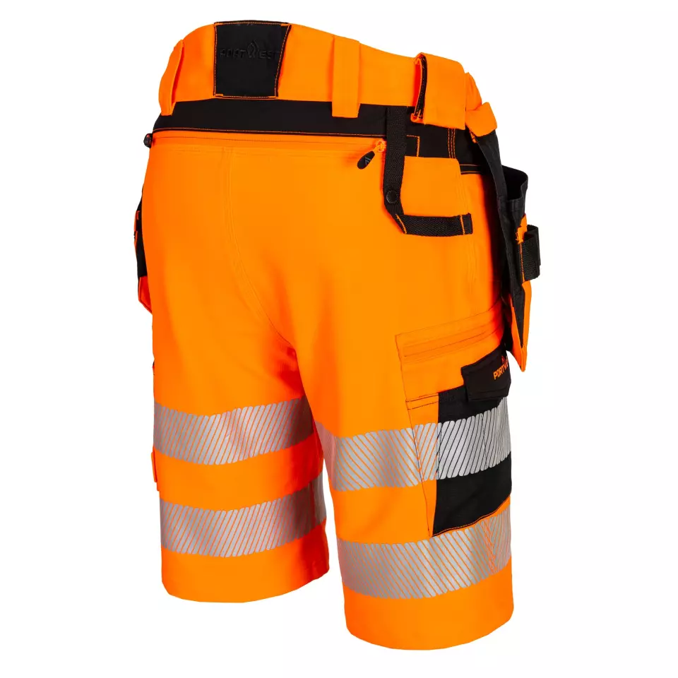 Portwest DX446OBR, DX4 Hi-Vis Holster Pocket Shorts, Orange/Black, image 3, gallery thumbnail