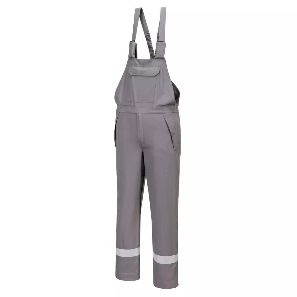 Portwest FR418GRR, Bizflame Work Chemical Resistant FR Bib & Brace, Grey, image 1, gallery thumbnail