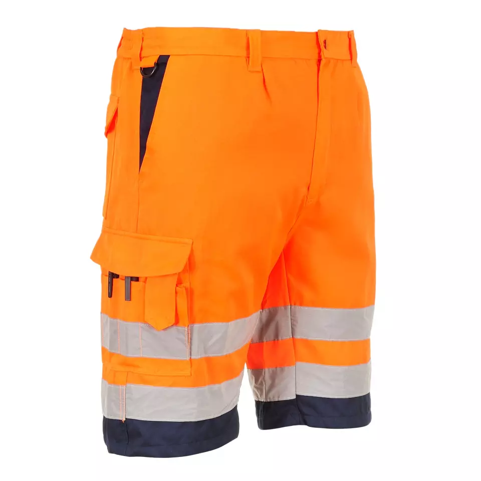 Portwest E043ONR, Hi-Vis Contrast Shorts, Orange/Navy, image 4, gallery thumbnail