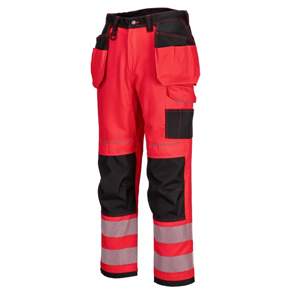 Portwest T501RBK, PW3 Hi-Vis Holster Pocket Work Trousers, Red/Black, image 3, gallery thumbnail