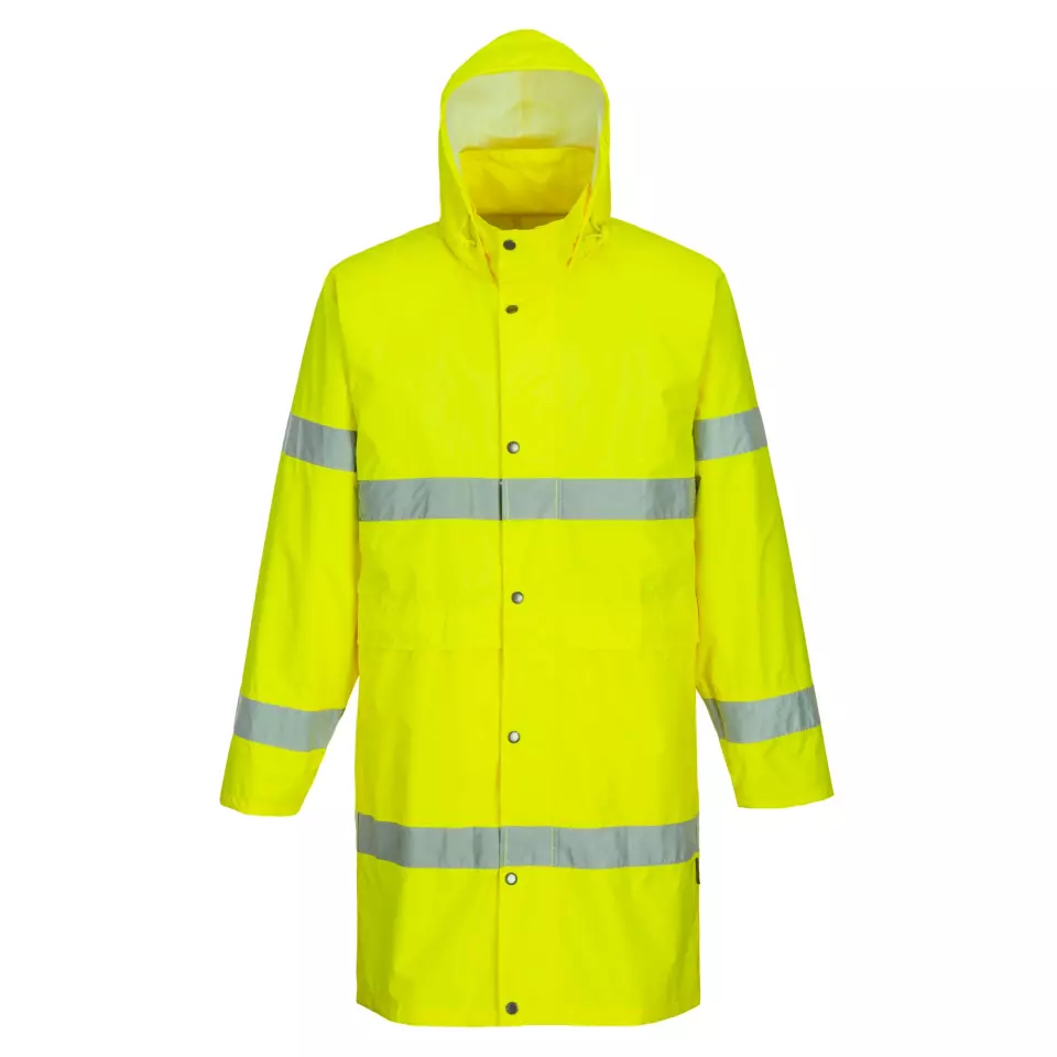 Portwest H442YER, Hi-Vis Rain Coat 100cm, Yellow, image 1, gallery thumbnail