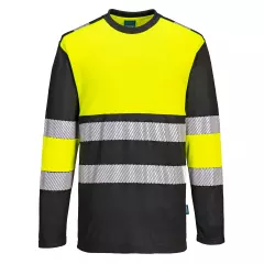 Portwest PW312YBR, PW3 Hi-Vis Cotton Comfort Class 1 T-Shirt L/S, Yellow/Black