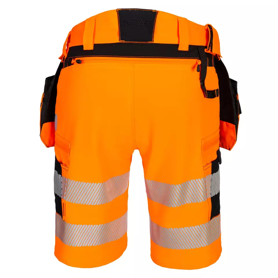 Portwest DX446OBR, DX4 Hi-Vis Holster Pocket Shorts, Orange/Black, image 2, gallery thumbnail