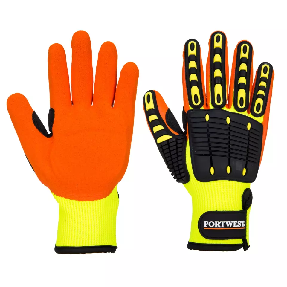 Portwest A721Y1R, Anti Impact Grip Glove, Yellow/Orange, image 3, gallery thumbnail