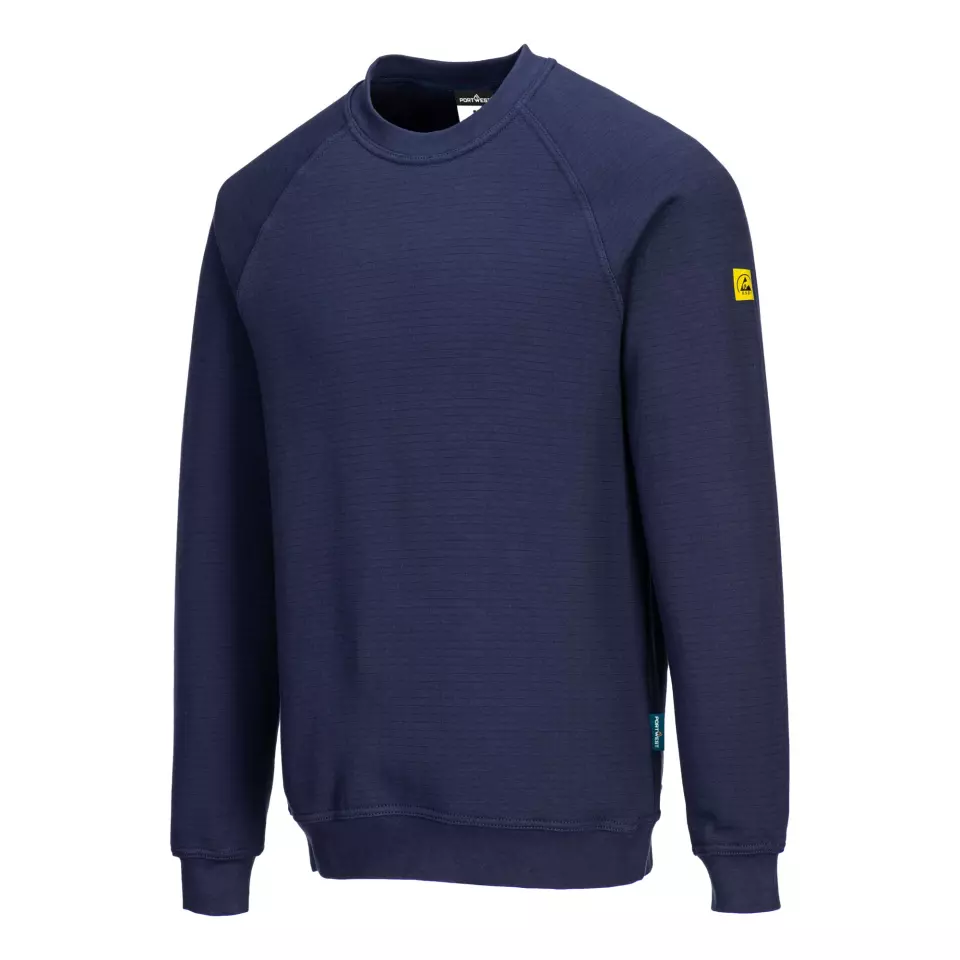 Portwest AS24NAR, Anti-Static ESD Sweatshirt, Navy, image 3, gallery thumbnail