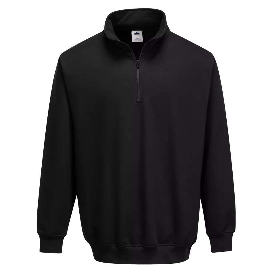 Portwest B309BKR, Sorrento Sweatshirt mit Reißverschluss am Kragen, Schwarz, image 1, gallery thumbnail