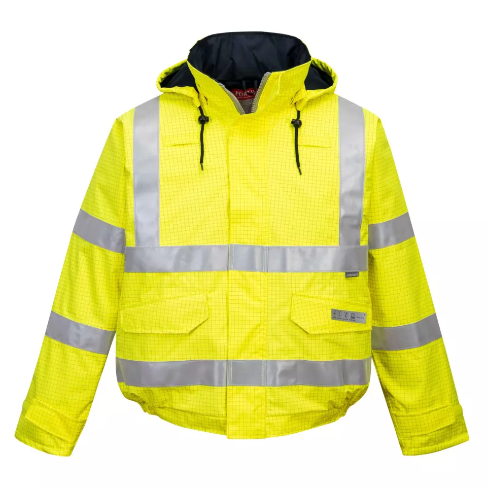 Portwest S773YER, Bizflame Regen-Warnschutz Antistatische Flammhemmende Bomberjacke, Gelb, image 2, gallery thumbnail