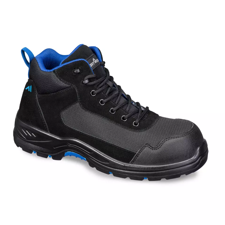 Portwest FC22BKB, Composite Textile Suede Mid Boot S3L HRO SR FO, Black/Blue, image 4, gallery thumbnail
