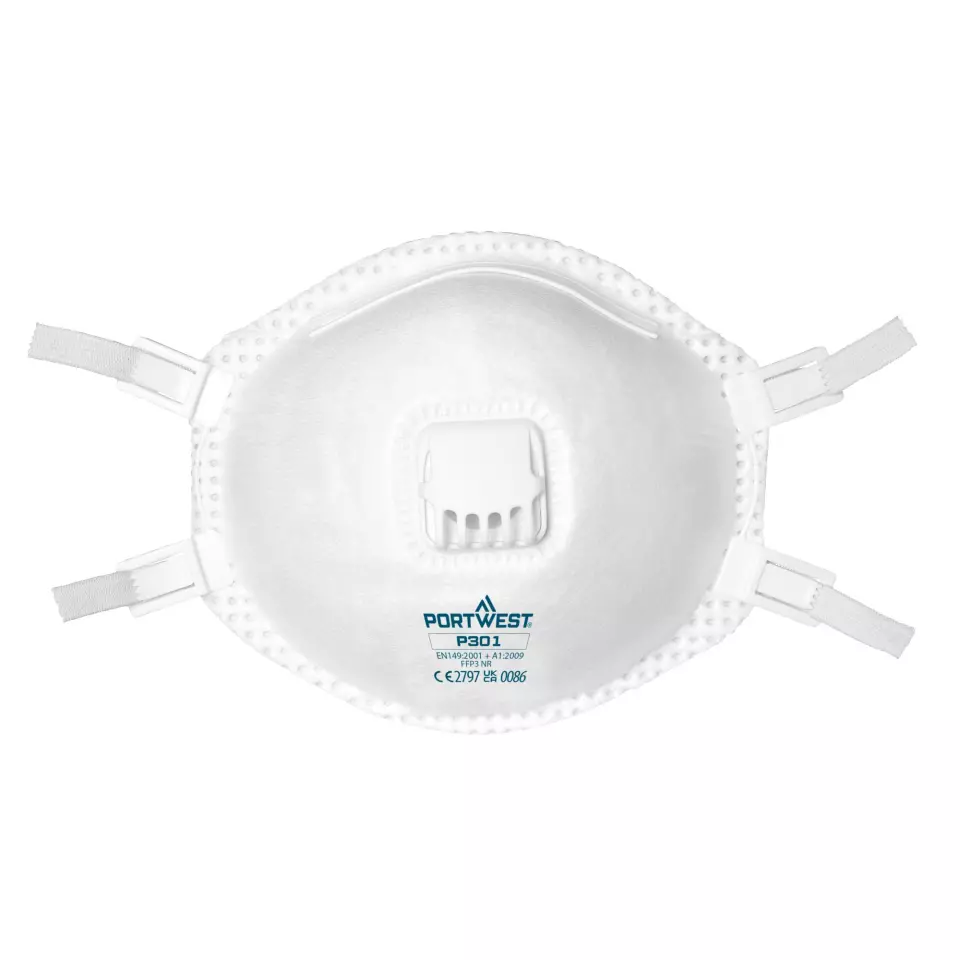 Portwest P301WHR, FFP3 Valved Respirator, White, image 1, gallery thumbnail