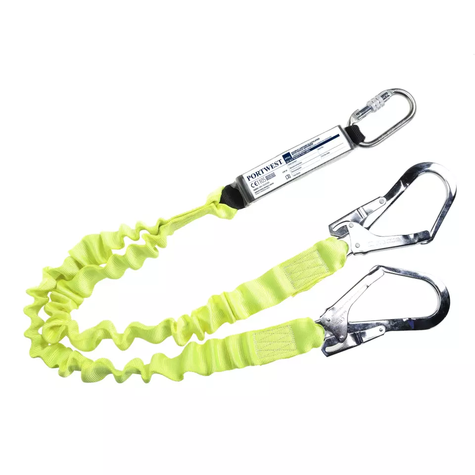 Portwest FP52YER, Double Elasticated 1.8m Lanyard With Shock Absorber, Yellow, image 1, gallery thumbnail